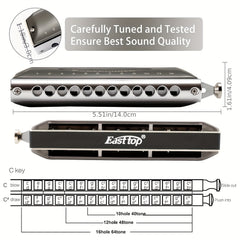 12 Hole Chromatic Harmonica Easy To Play And Carry