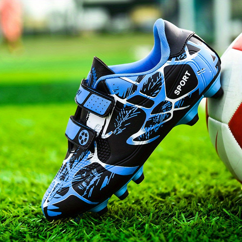 Boys Anti Skid Soccer Cleats Hook Loop Fastener Breathable Colorful