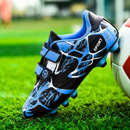 Boys Anti Skid Soccer Cleats Hook Loop Fastener Breathable Colorful