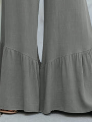  Solid High Rise Wide Leg Trousers