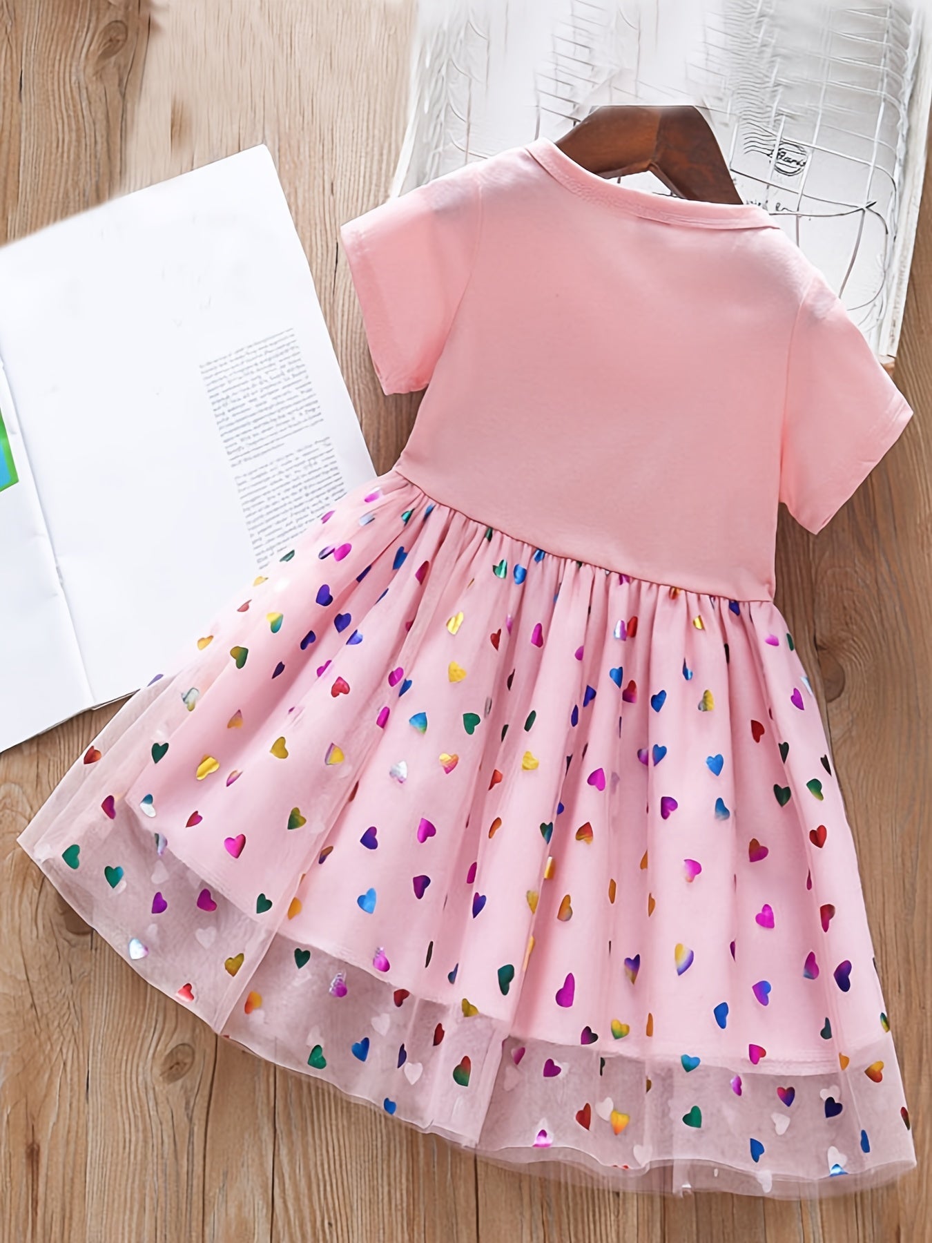 Girls Unicorn Sequins Heart Tulle Patchwork Dress