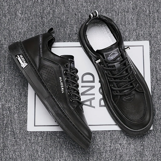 Men's Lace Up Sneakers Casual PU Leather Walking Shoes