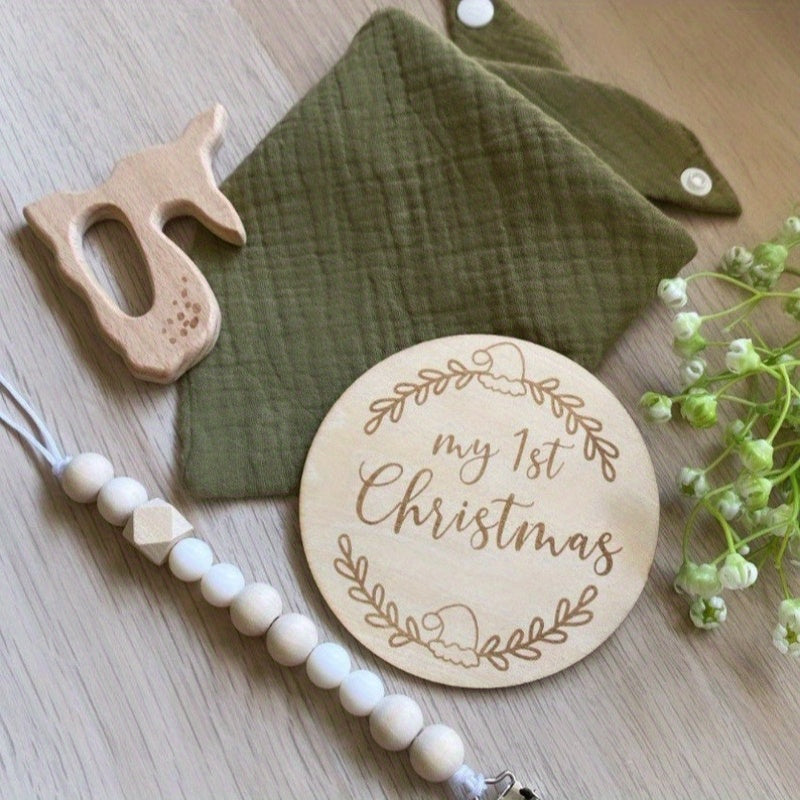 Personalized Wooden 'My First Christmas' Sign Yellow