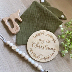 Personalized Wooden 'My First Christmas' Sign Yellow