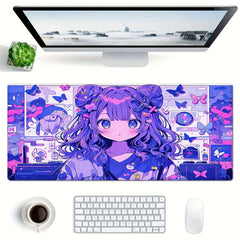 Refreshing Style Rectangular Mouse Pad Animation Purple Girl