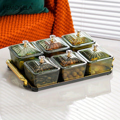 6 Grids Dried Fruit Salad Snack Plate Nordic Dessert Jar Dish Food Storage Box