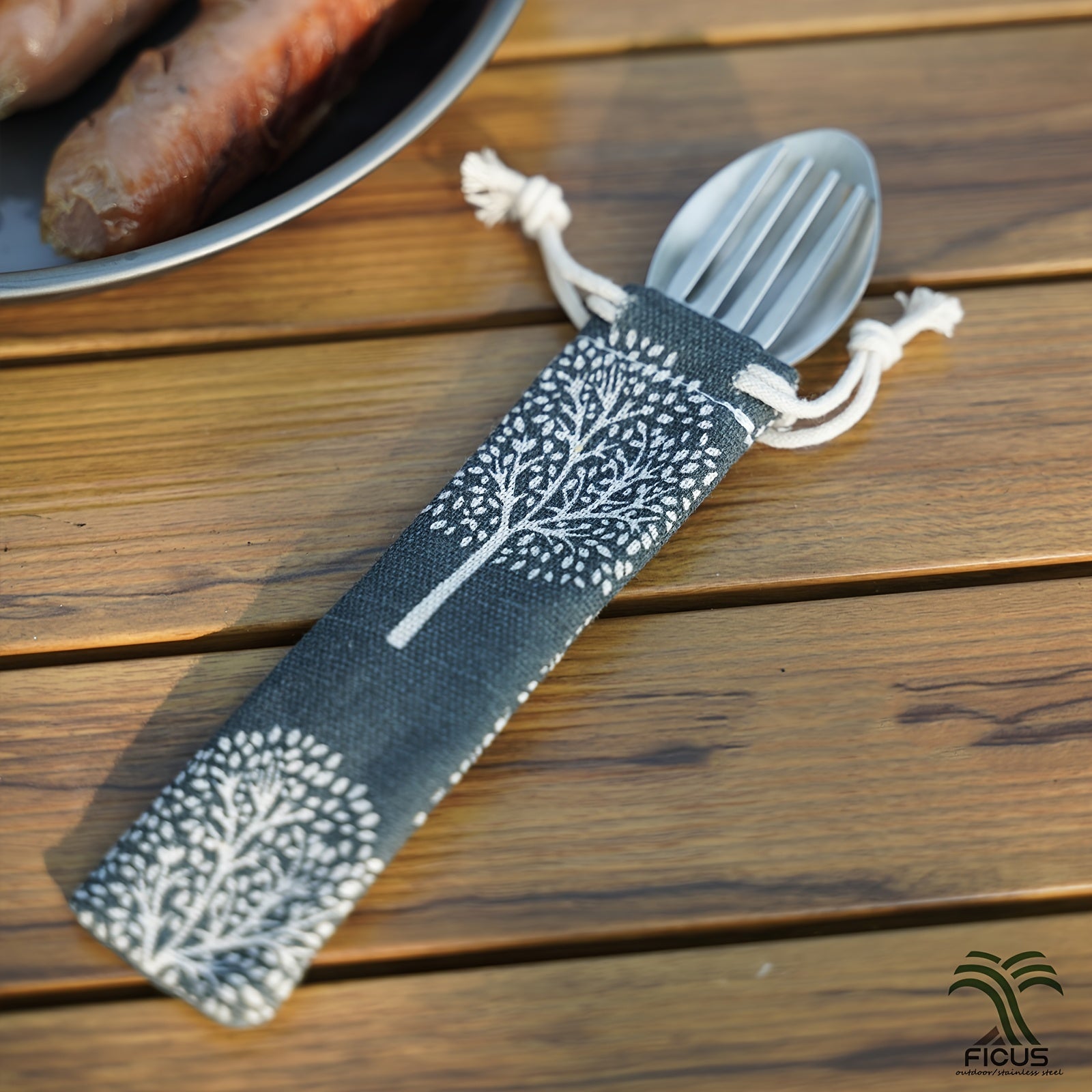 2 in 1 Folding Spork Stainless Steel Spoon & Fork Camping Hiking Backpacking