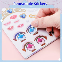 DIY Face Sticker Book with Doll Dress Up Playset