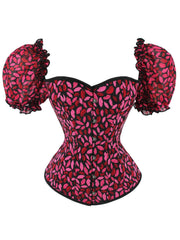 Lips Pattern Corset Bustier Tummy Control Lace Up Body Shaper