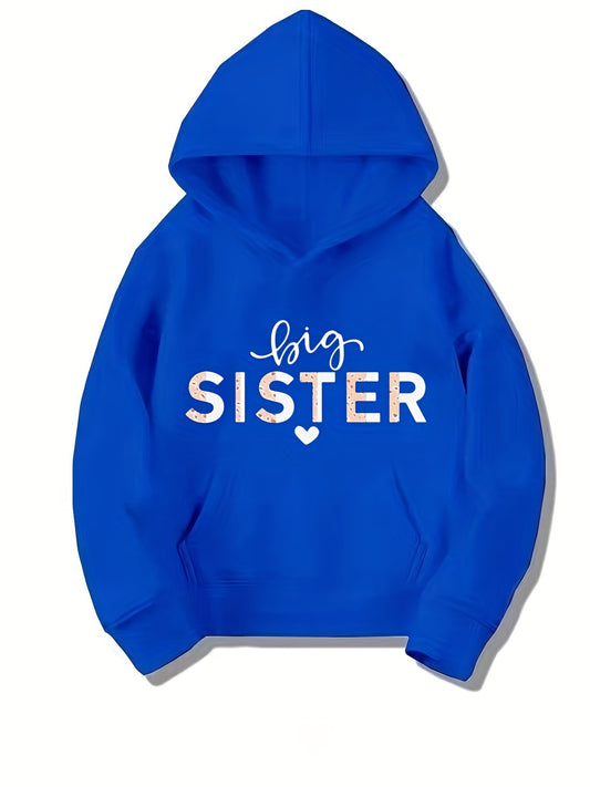 Big Sister Pattern Smart Hoodie For Girls Party Casual Long Sleeve Top
