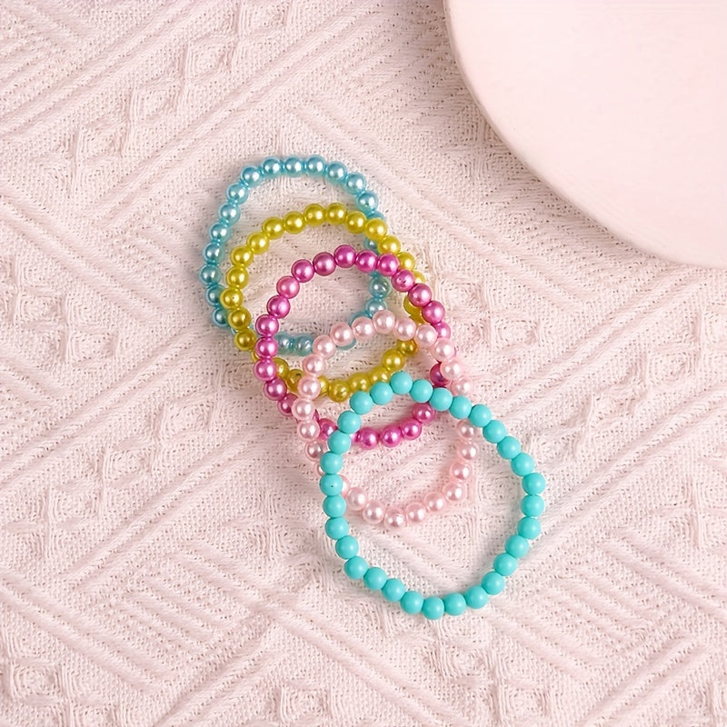 Colorful Simulated Pearl Beaded Bracelet String with Niche Jewelry Gift