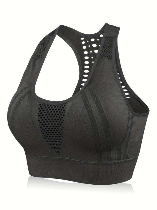  Mesh Full Cover Fitness Bra with Removable Pads