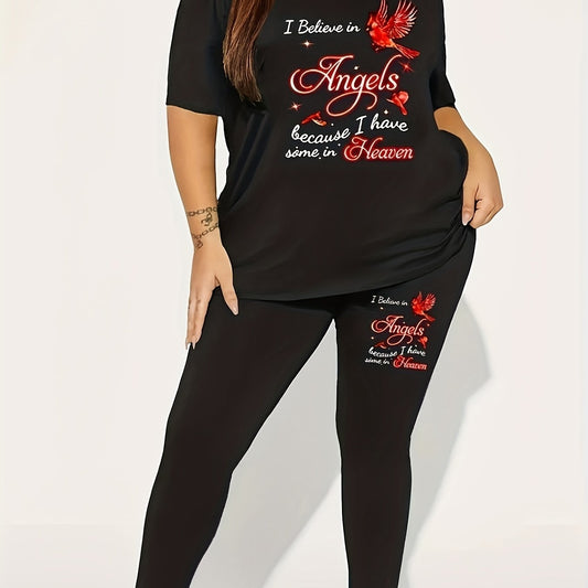  Cartoon Figure Tee & Leggings Set