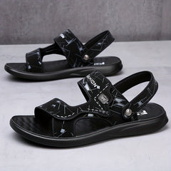 Men's Casual Slip On Slide Sandals with Hook & Loop Fastener