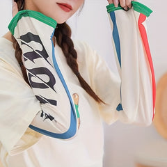 Letter Print Arm Sleeves Unisex Sunscreen Gloves for Outdoor