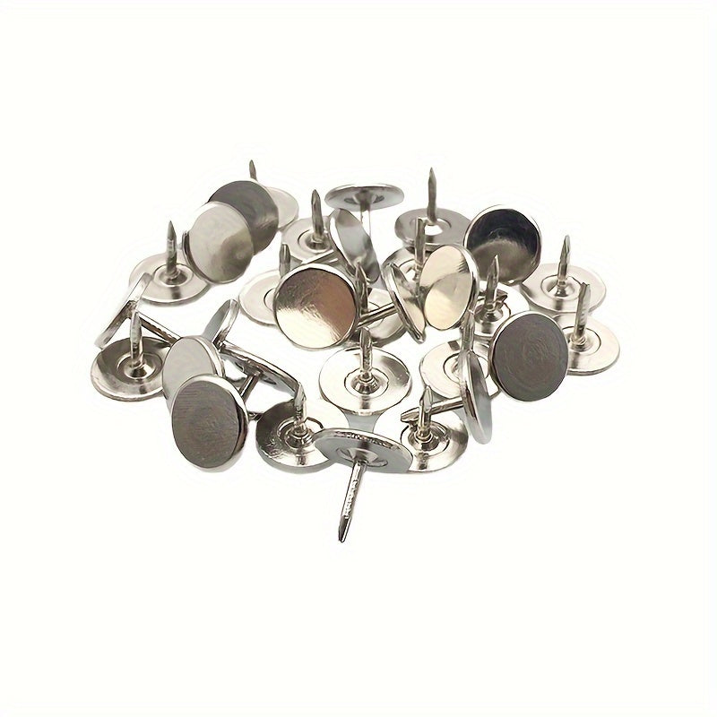 100pcs Nickel Plated Flat Head Push Pins Silver Office Push Pins