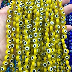 48pcs 8mm Evil Eye Glass Beads for Jewelry Making DIY Charms Materials