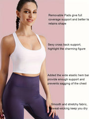Strappy Racerback Yoga Sports Bra Wirefree Pads Medium Impact