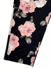 Women's Plus Floral Print High Rise Cropped Trouser
