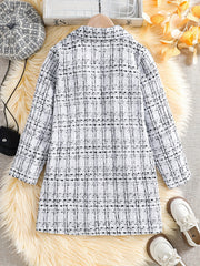 Girls' Lapel Tweed Jacket Double Breasted Sweet Overcoat Jackets