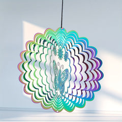 14 Flower Butterfly Wind Spinner 3D Rotating Gradient Wind Chimes