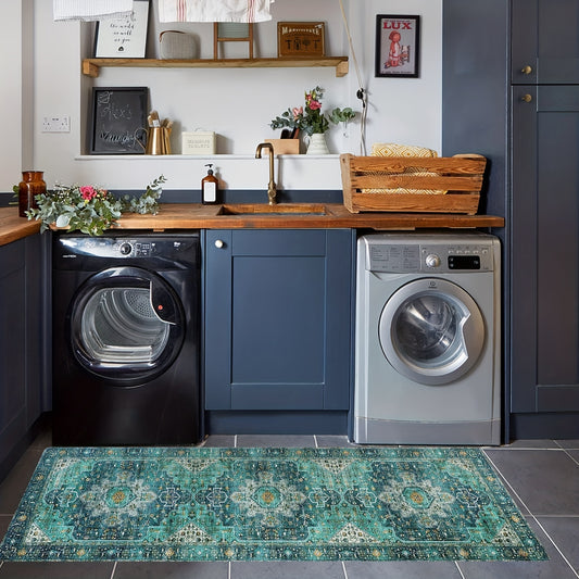 Boho Medallion Laundry Room Rug Runner Non Slip Vintage