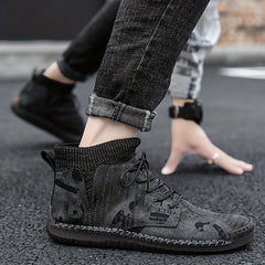 Men's Faux Leather Ankle Top Boots for Climbing Trekking