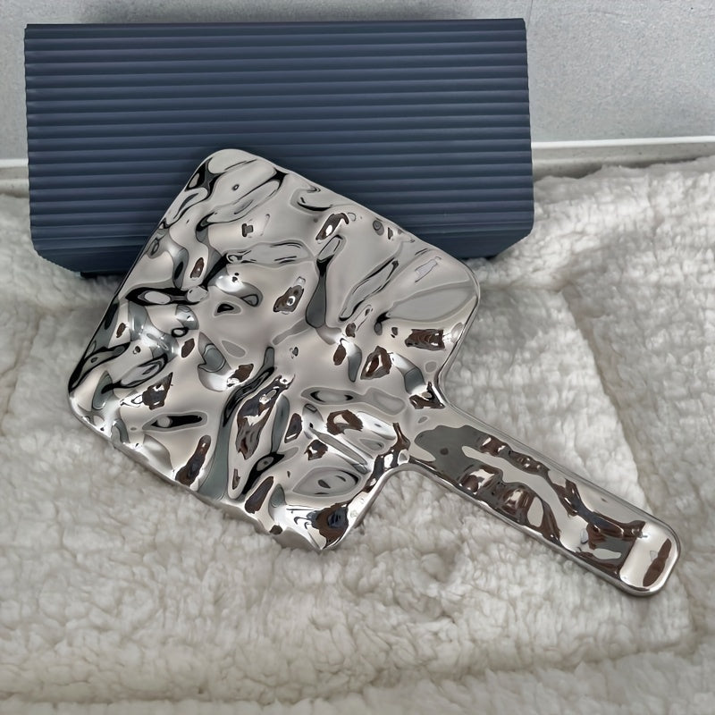 Wave Pattern Handheld Makeup Cosmetic Mirror Square Creative Vanity Mirror