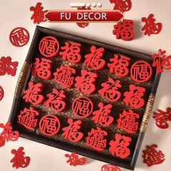 20pcs Fu Character Red Spring Clings Year Of The Dragon Removable Wall Art Decor