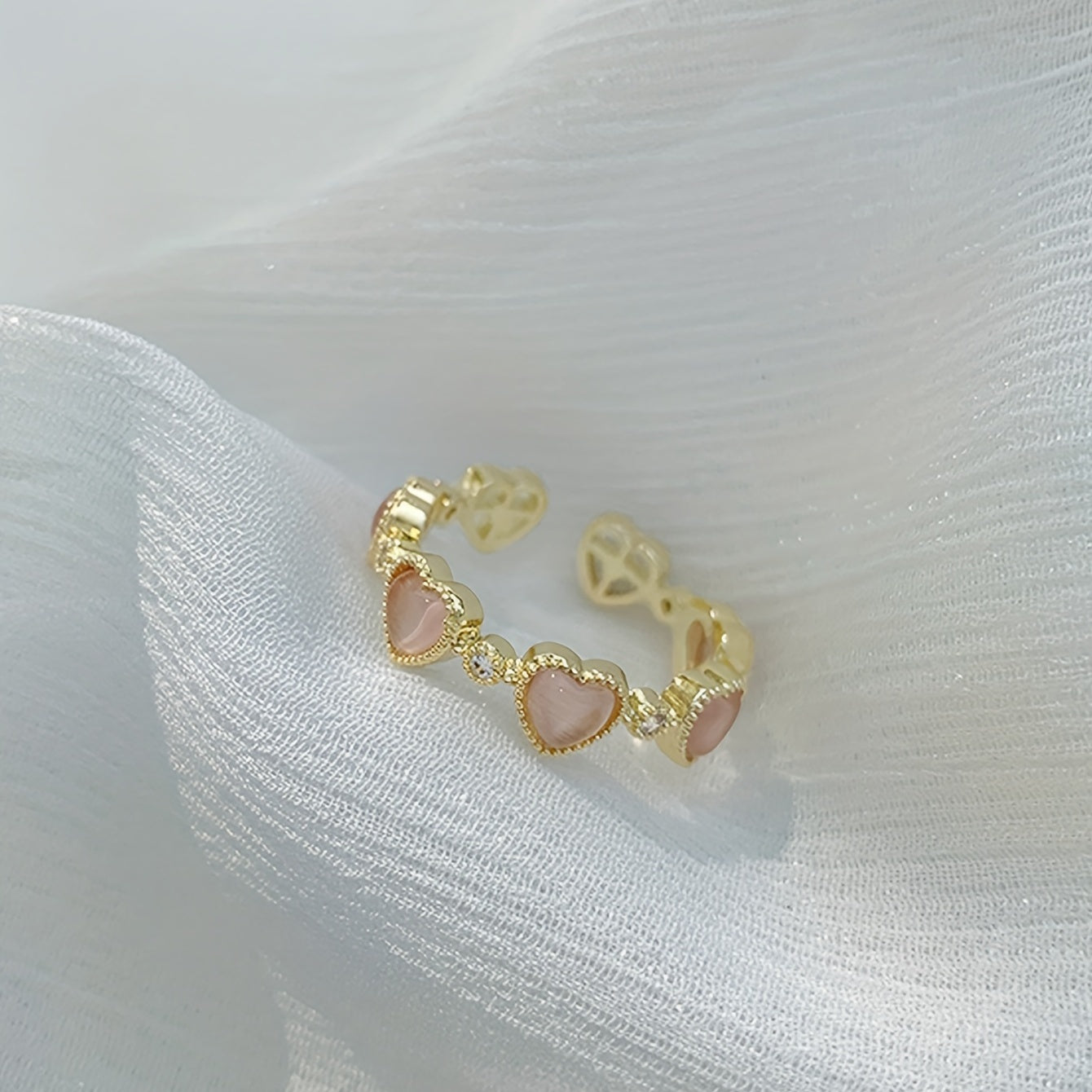 Golden Love Opal Ring Adjustable Ring Heart shaped