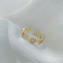 Golden Love Opal Ring Adjustable Ring Heart shaped