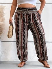  Boho Patchwork Print Drawstring Pants