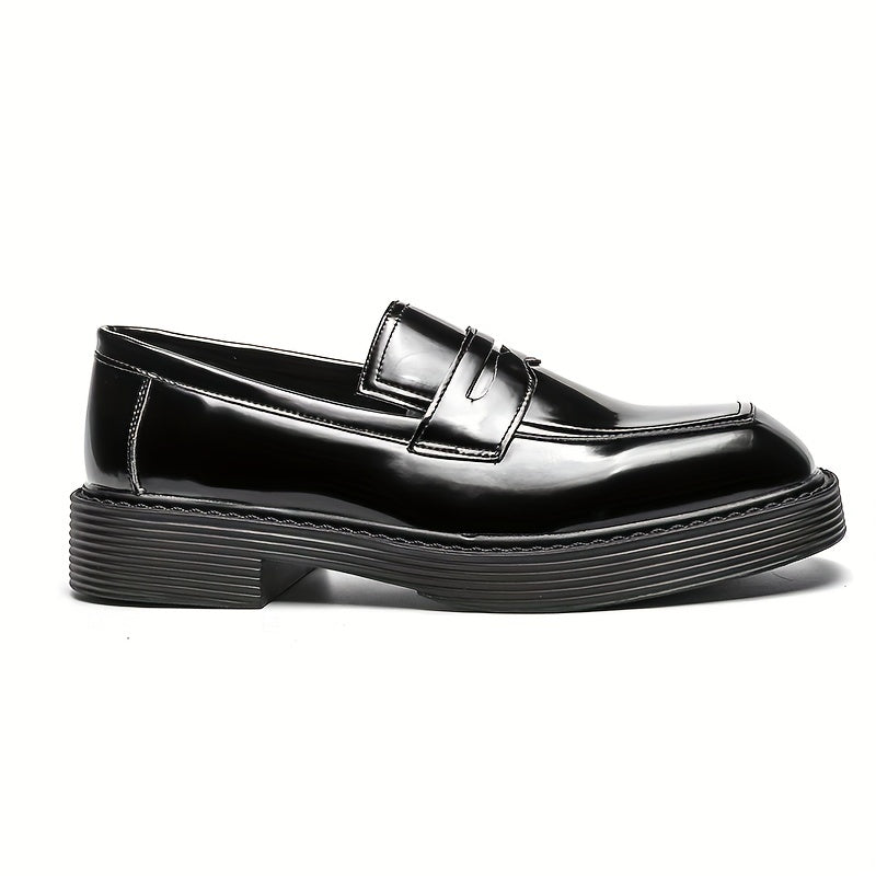 Women's Square Toe Loafers PU Leather Slip On Shoes