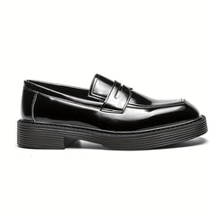 Women's Square Toe Loafers PU Leather Slip On Shoes
