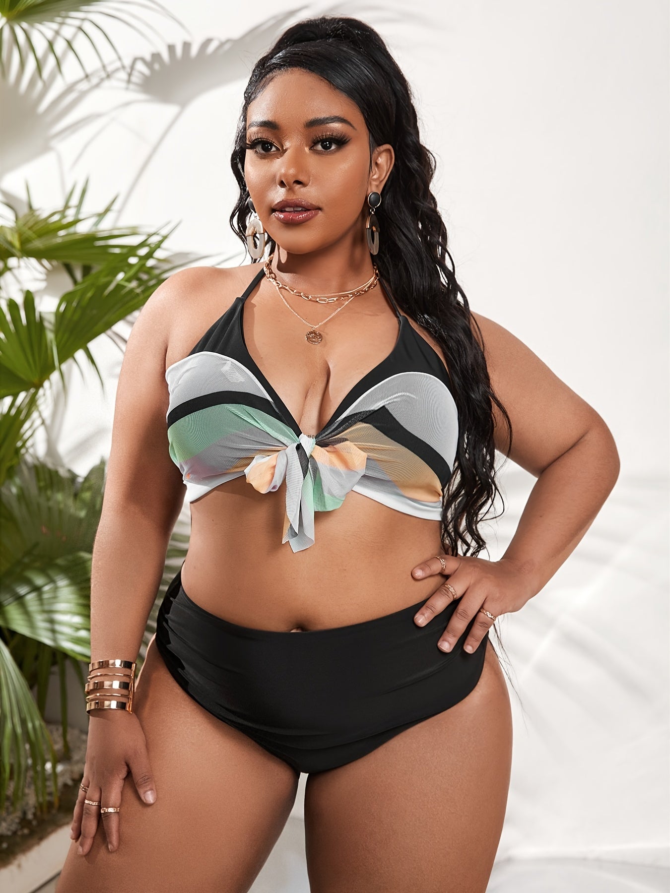  Halter Neck Bikini Set Plain Two Piece