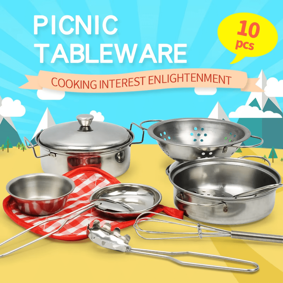 Mini Stainless Steel Kitchen Toys Cooking Utensils Set for Kids