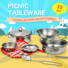 Mini Stainless Steel Kitchen Toys Cooking Utensils Set for Kids