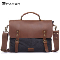 Vintage Canvas Messenger Bag with Leather Trim for Men