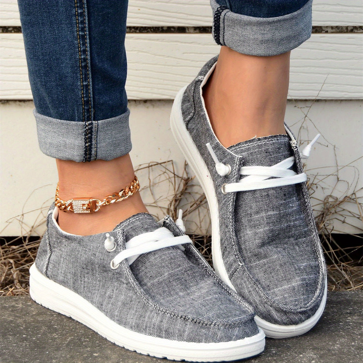 Women's Graphite Boat Shoes Lace Up Slip on Lightweight Casual Walking Shoes