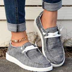 Women's Graphite Boat Shoes Lace Up Slip on Lightweight Casual Walking Shoes