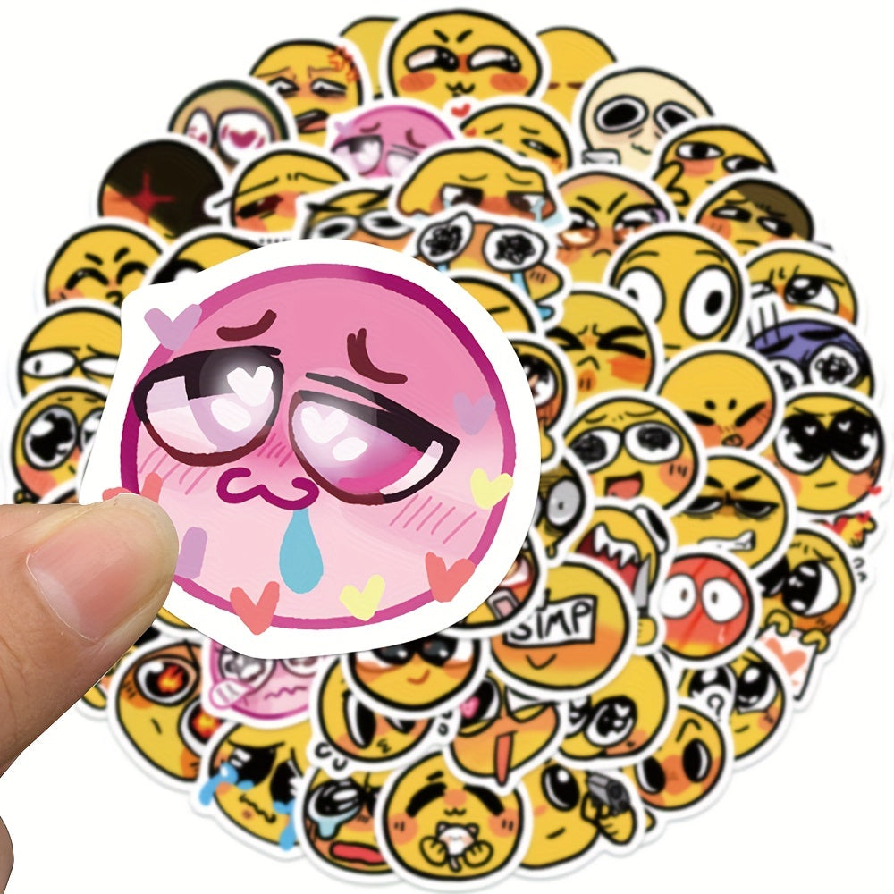 60 Adorable Yellow Face Expression Stickers for Scrapbooking and Decoration