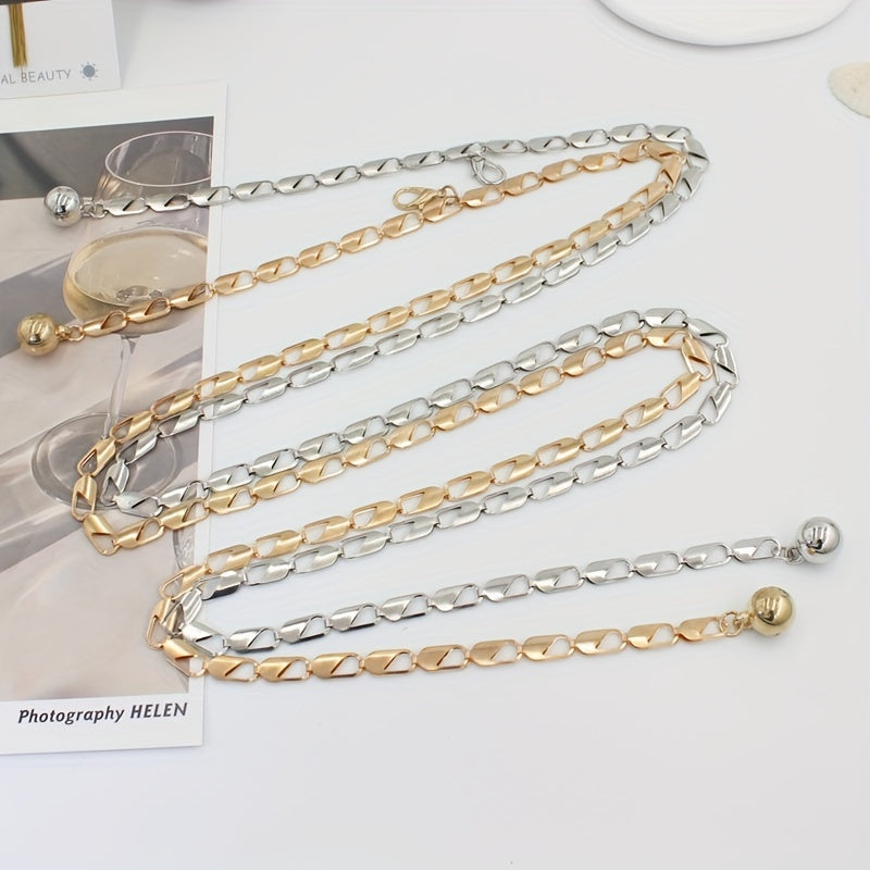 Geometric Hollow Waist Chain Stylish Metal Belt for Women