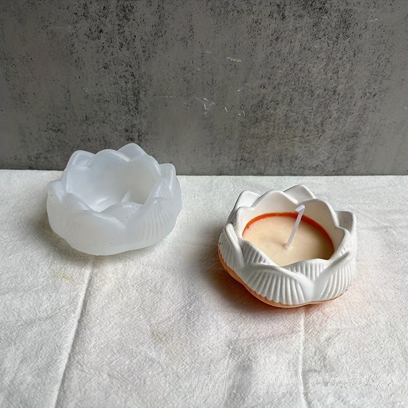 Lotus Gypsum Flowerpot Mould for DIY Candle Pot Making