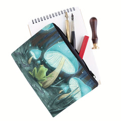 Frog Mushroom Rain Print Cosmetic Bag Zipper Travel Toiletry Bag