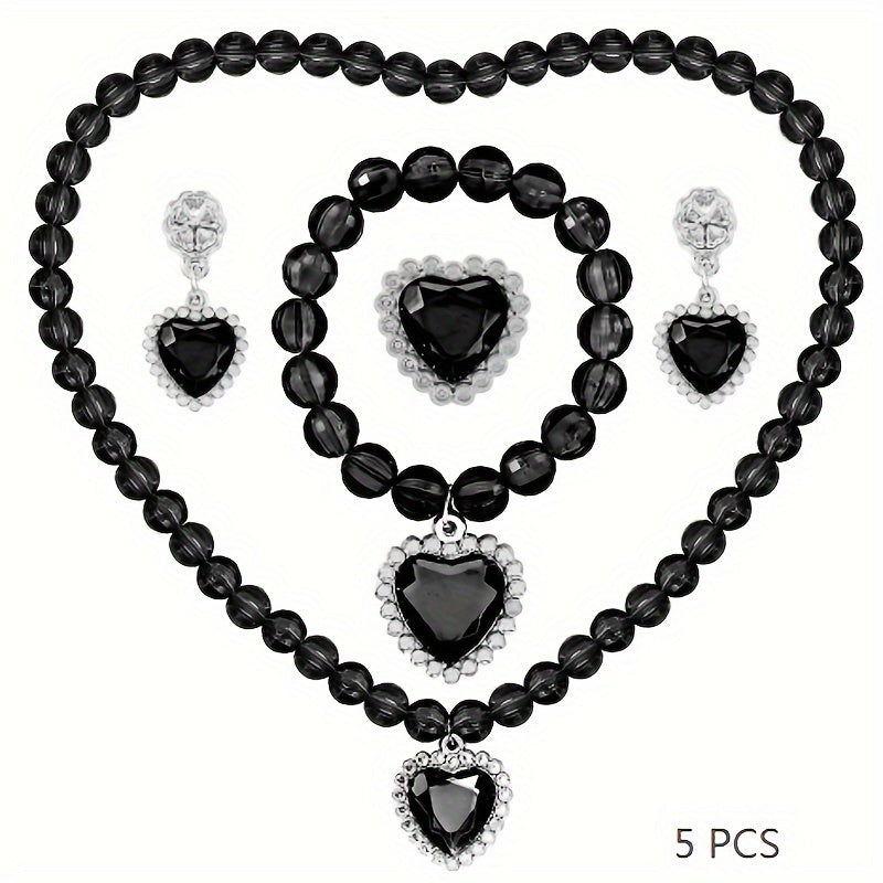 Gothic Cartoon Mask Bow Hairband Necklace Earrings Set