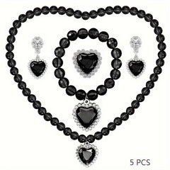 Gothic Cartoon Mask Bow Hairband Necklace Earrings Set