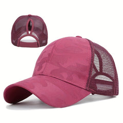 Distressed Criss Cross Ponytail Baseball Cap for Girls