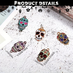 10pcs Halloween Sugar Skull Charms For DIY Necklaces Bracelets Key Chains