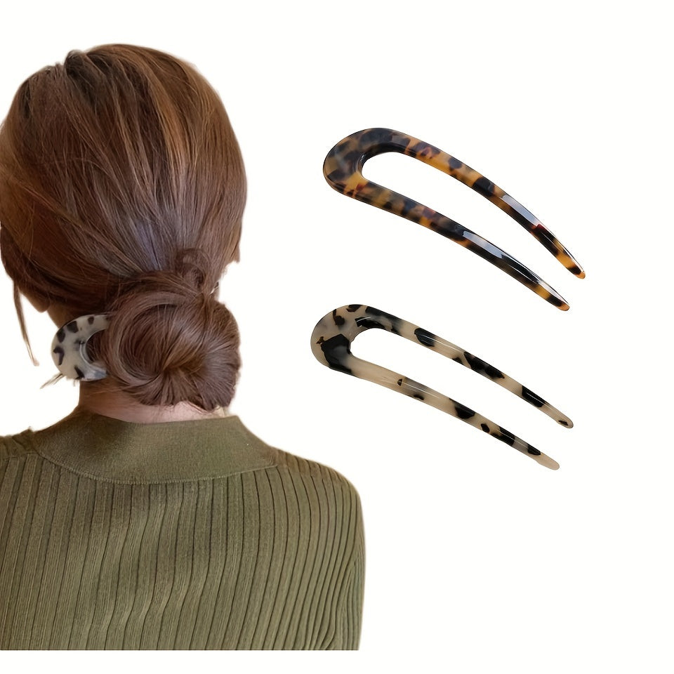 Vintage Chinese Style Acetate U-Shaped Hairpin Women Hair Accessories