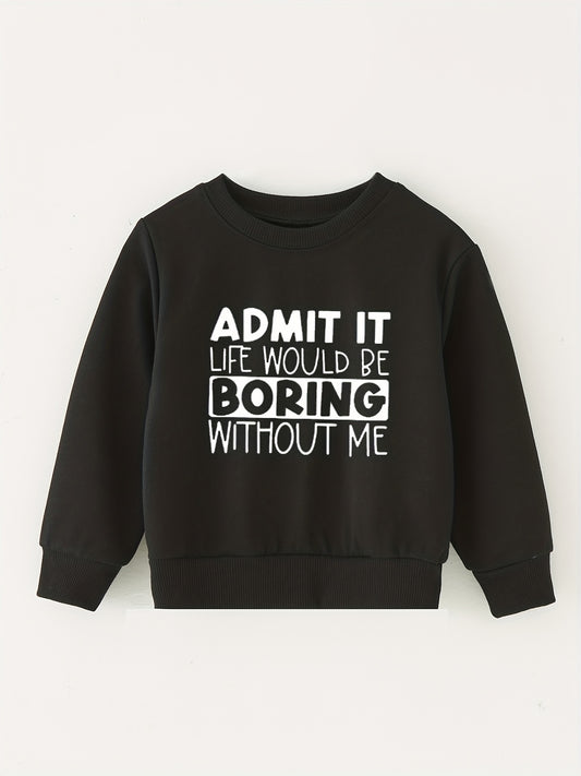 Kids Round Neck Sweatshirt Assorted Letter Styles